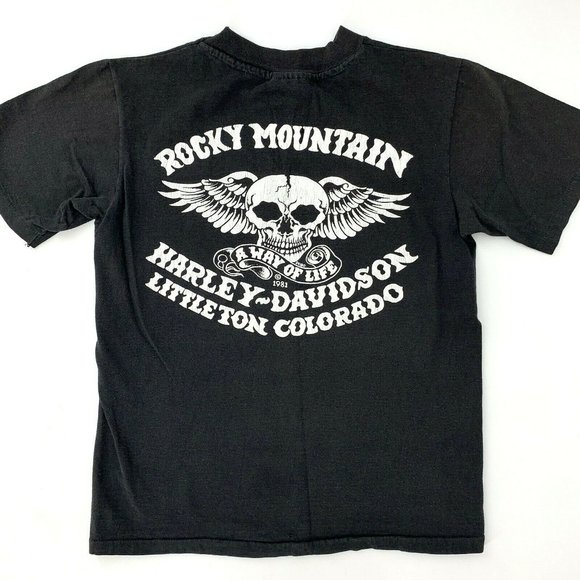 Vintage Harley Davidson 1981 80s Eagle & Shield Shirt Biker Double‎ Sided Skibo - Picture 4 of 12